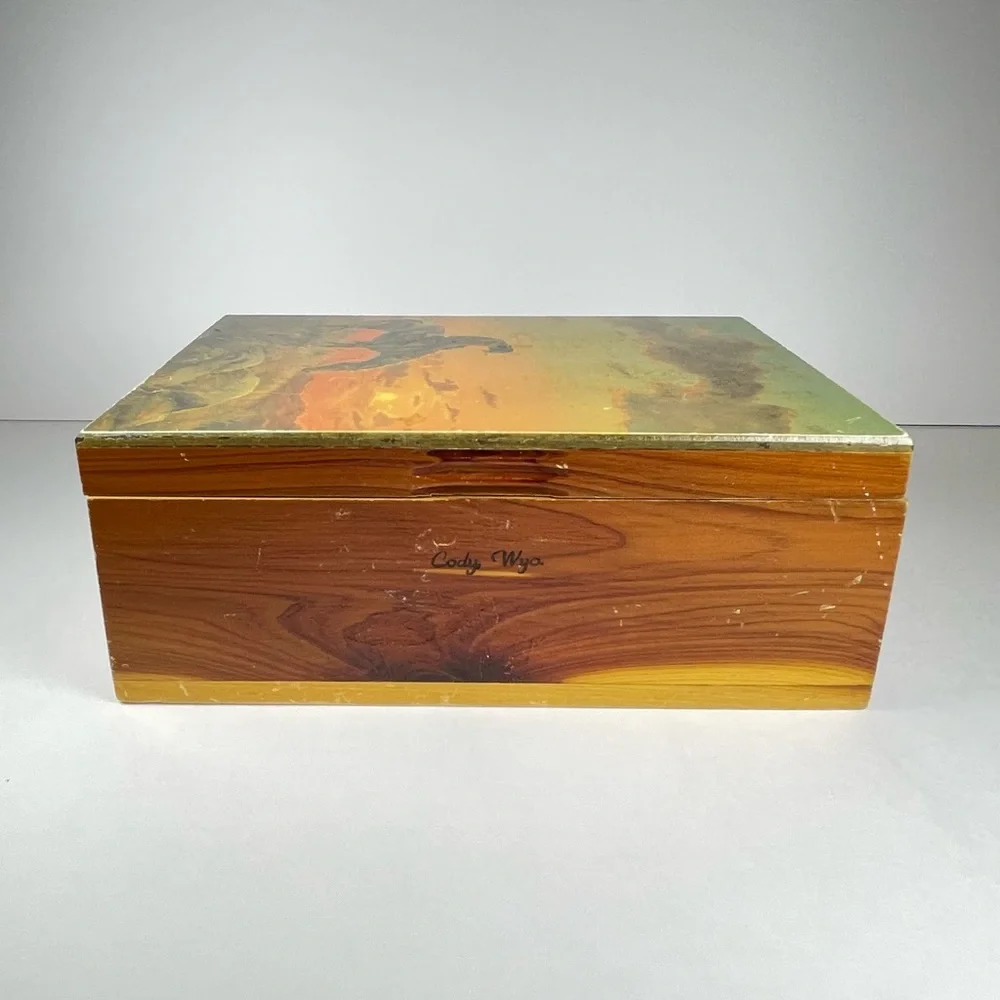 Vintage End of Trail keepsake cedar box